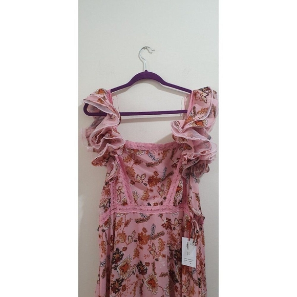 Rosevelvet PLUS SIZE SLEEVELESS RUFFLE SQUARE NECK FLORAL MAXI DRESS - Picture 5 of 10